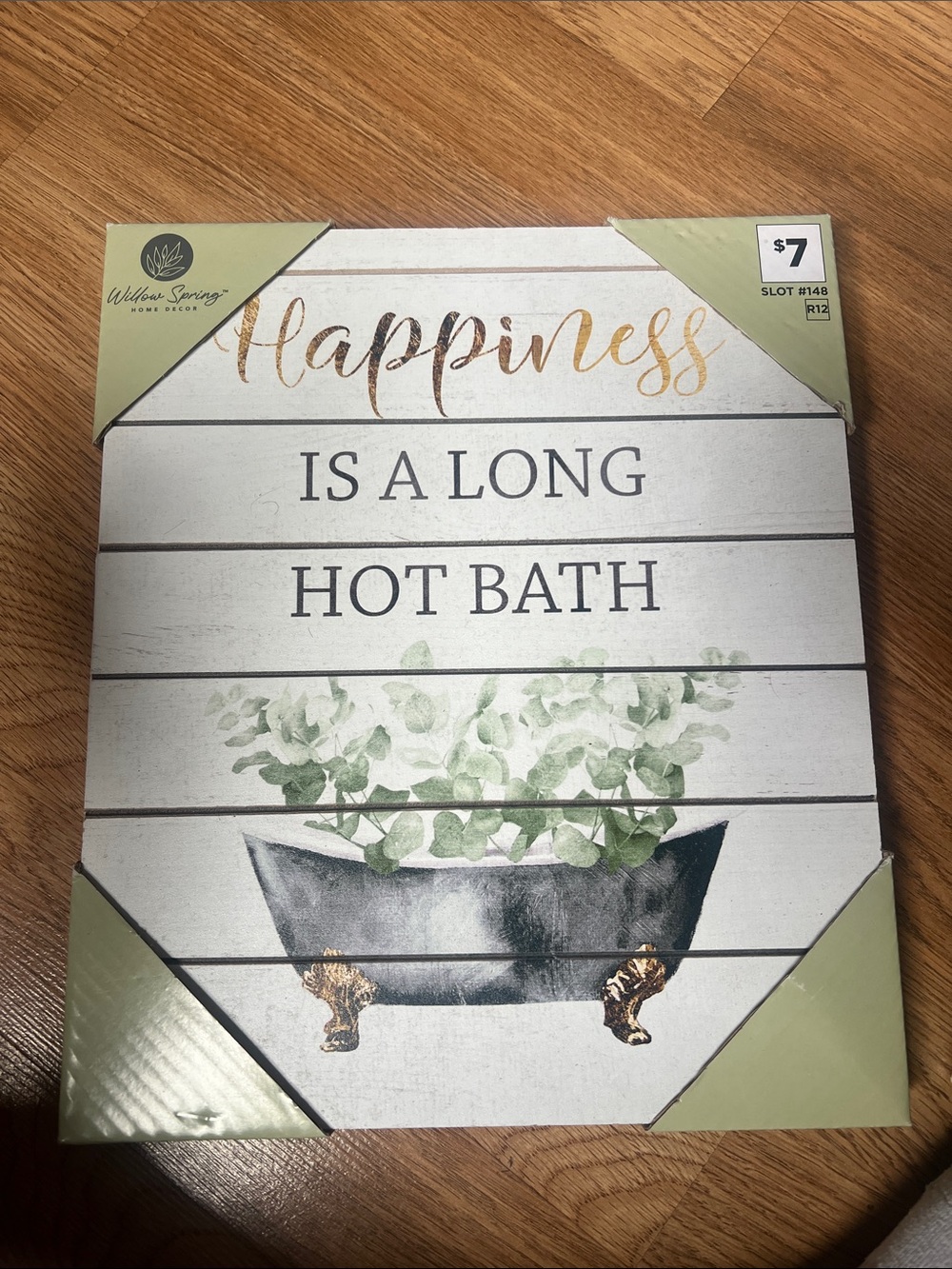'Happiness Is A Long Hot Bath' Wall Sign - White